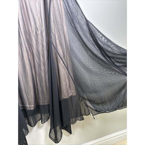 VTG Jodi California Babydoll Midi Dress 7/8 Rouched Black Sheer Whimsigoth Y2K‎ - Picture 4 of 10